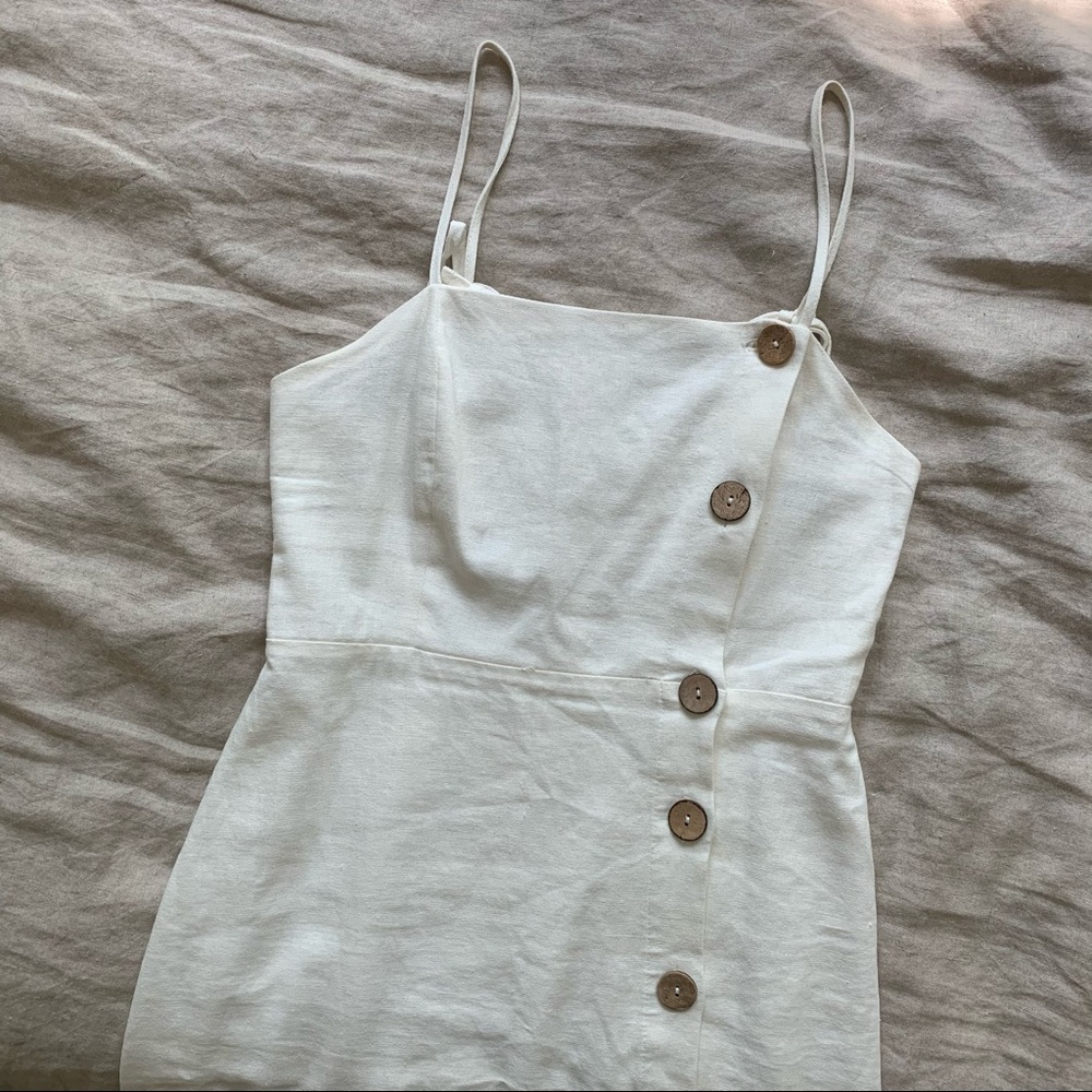 Bershka White Linen Midi Dress